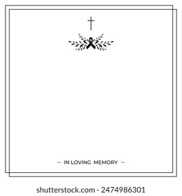  Funeral vector card. Empty card. Digital Funeral Announcement Invitation Template in vector Illustrator