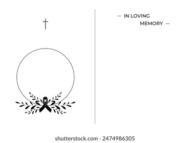  Funeral vector card. Empty card. Digital Funeral Announcement Invitation Template in vector Illustrator