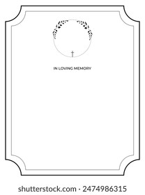  Funeral vector card. Empty card. Digital Funeral Announcement Invitation Template in vector Illustrator