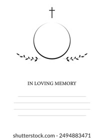 Funeral vector card. Empty card. Digital Funeral Announcement Invitation Template in vector Illustrator