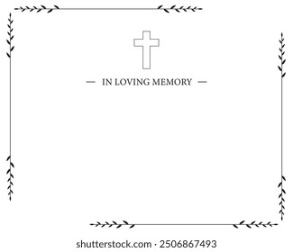 Funeral vector card. Empty card. Digital Funeral Announcement Invitation Template in vector Illustrator