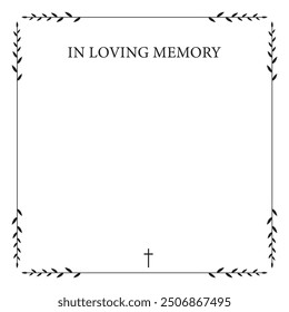 Funeral vector card. Empty card. Digital Funeral Announcement Invitation Template in vector Illustrator