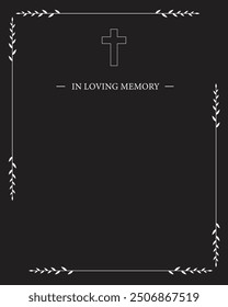 Funeral vector card. Empty card. Digital Funeral Announcement Invitation Template in vector Illustrator