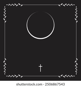 Tarjeta de Vector fúnebre. Tarjeta vacía. Plantilla de invitación de anuncio de funeral digital en Vector Illustrator