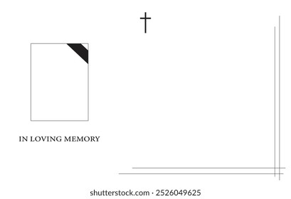 Cartão de vetor funerário. Cartão vazio. Modelo de convite para anúncio de funeral digital no Illustrator vetorial