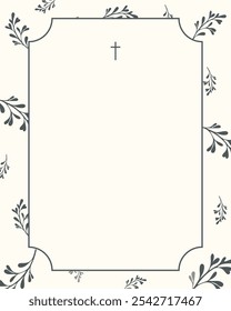 Cartão de vetor funerário. Cartão vazio. Convite para anúncio de funeral digital. Ilustração vetorial