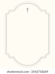 Funeral vector card. Empty card. Digital Funeral Announcement Invitation Template in vector Illustrator. Cross in frame