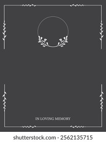 Funeral vector card. Empty card. Grey and white photo frame