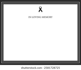 Funeral vector card. Empty card. Grey and white background