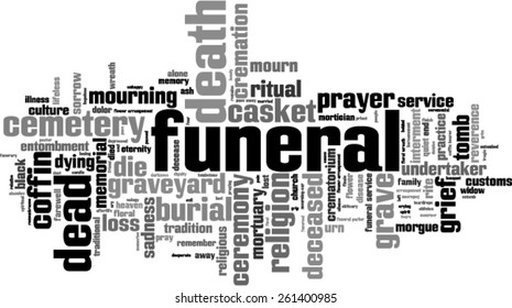 Funeral word cloud concept. Vector illustration