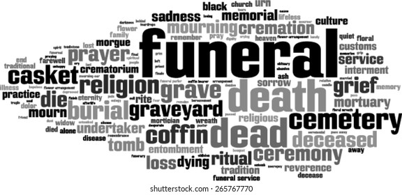 Funeral word cloud concept. Vector illustration