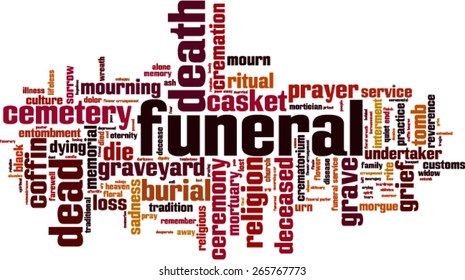 Funeral word cloud concept. Vector illustration