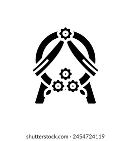 Funeral Wreath Filled Icon Vector Illustration
