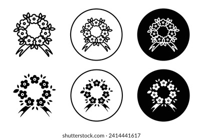 funeral wreath flat line icon set. funeral wreath Thin line illustration vector