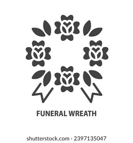 Funeral wreath glyph icon. Ritual symbol. Vector illustration.