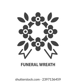 Funeral wreath glyph icon. Ritual symbol. Vector illustration.