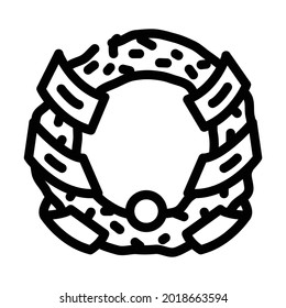 funeral wreath line icon vector. funeral wreath sign. isolated contour symbol black illustration