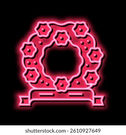 funeral wreath neon light sign vector. funeral wreath illustration