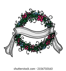 Funeral Wreath Vector Illustration On White Background