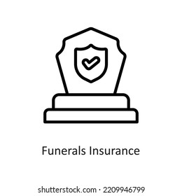 Funerals Insurance  Outline Vector Icon Design illustration on White background. EPS 10 File