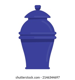 Funerary urn semi flat color vector object. Columbarium niche. Cremation service. Burial container. Full sized item on white. Simple cartoon style illustration for web graphic design and animation