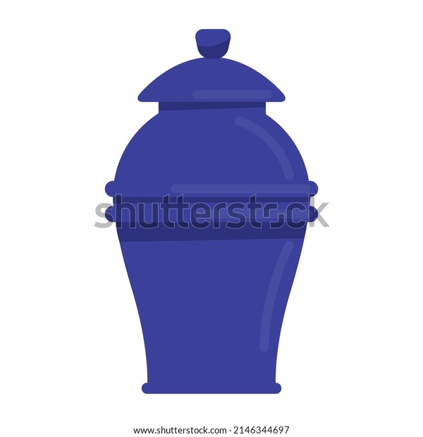 Funerary urn semi flat color vector object.
Columbarium niche. Cremation service. Burial container. Full sized
item on white. Simple cartoon style illustration for web graphic
design and animation
