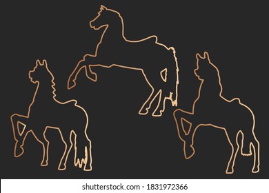 Funfair circus carousel carnival silhouettes in bronze lines