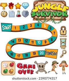 A fun-filled jungle-themed board game template for adventure enthusiasts