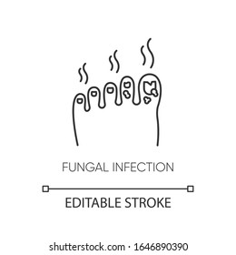 Fungal Infection Pixel Perfect Linear Icon. Thin Line Customizable Illustration. Dermatological Infectious Disease, Skincare Problem Contour Symbol. Vector Isolated Outline Drawing. Editable Stroke