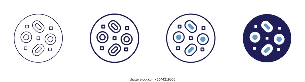 Fungal spore icon in 4 different styles. Thin Line, Line, Bold Line, Duotone. Duotone style. Editable stroke.