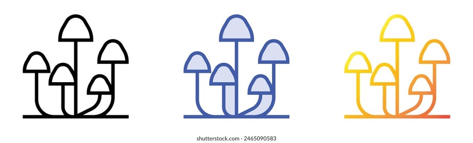icono de funghi. Diseño de estilo de relleno lineal, azul y degradado aislado sobre fondo blanco