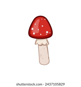 fungi fly agaric cartoon. mushroom muscaria, spring red, forest autumn fungi fly agaric sign. isolated symbol vector illustration