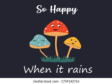 fungi funny vector design hand drawn