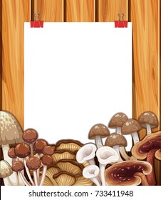 Fungi mushroom background with paper