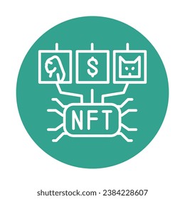 Fungible finance color line icon. Blockchain technology in digital crypto art. Pictogram for web page.