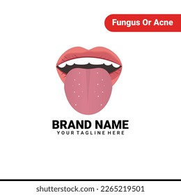 Fungus or acne on the tongue. Vector illustration of a child's mouth with a disease for dermatologists or dentists.