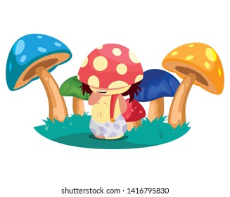 fungus elf in garden magic character