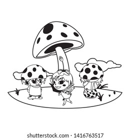 fungus elfs and fairy in the garden