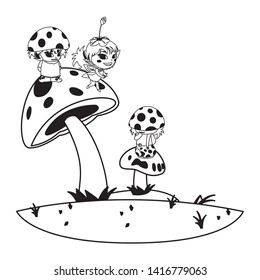 fungus elfs and fairy in the garden