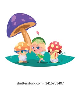 fungus elfs and fairy in the garden