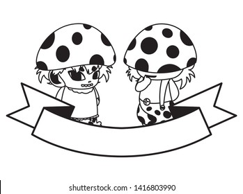 fungus elfs magic characters vector ilustration