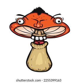 Fungus face cartoon, vector illustration 