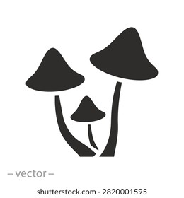 fungus icon, mushrooms or moldy, flat vector illustration