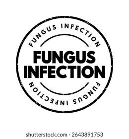 Infecção por fungo - micose, é uma doença de pele causada por um fungo, carimbo de texto conceitual