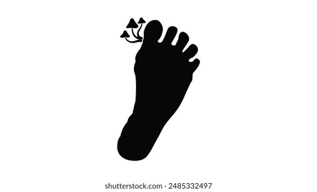 fungus on feet, black isolated silhouette