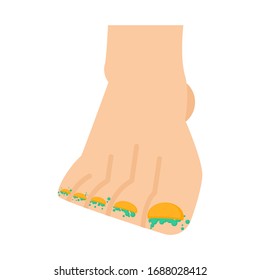 Fungus on legs. Nail disease. Toe infection. vector illustration