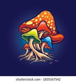 Fungus Red Mushrooms Illustrations for your work vector designs