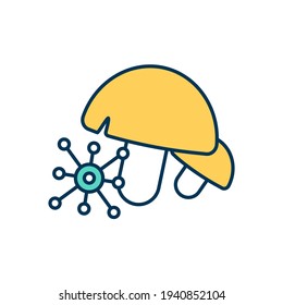 Fungus RGB color icon. Yeasts, mildews and molds. Spore-producing eukaryotic organisms. Mushrooms, toadstools. Fungal infection. Single celled, multicellular organisms. Isolated vector illustration