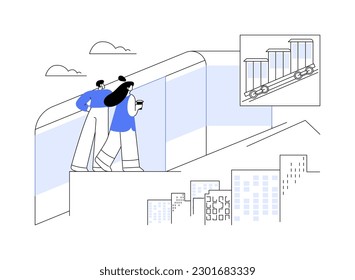 Funicular abstract concept vector illustration. Group of people riding the funicular in amusement park, urban transportation, public transport, cable railway system abstract metaphor.