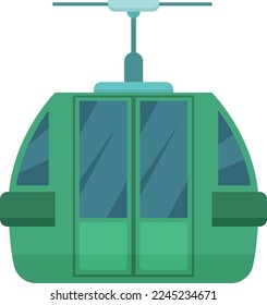 Funicular cabin cartoon icon. Green railway transport